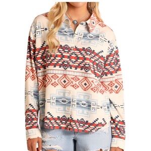 Trendy Geometric Print Button-Up Shirt